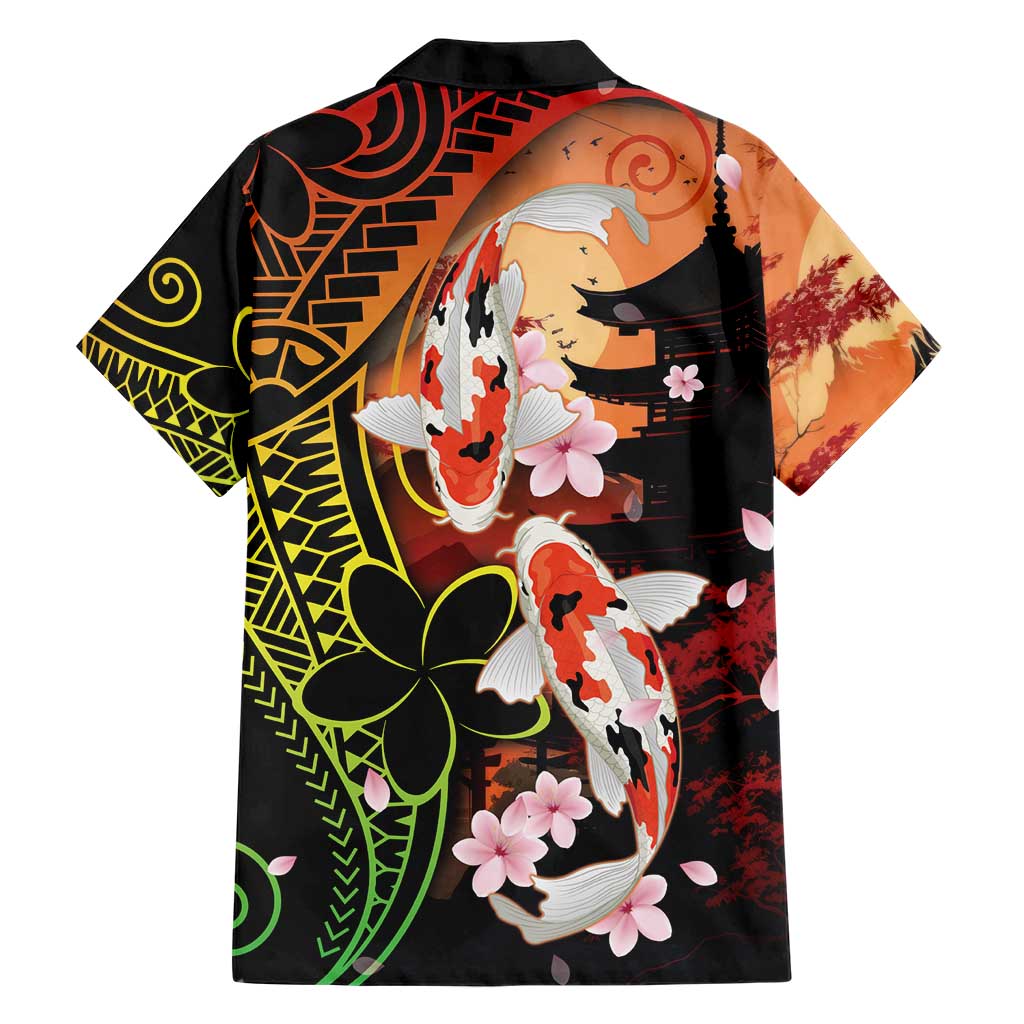 Hawaiian and Japanese Hawaiian Shirt Koi Fish With Kanaka Polynesian Tattoo - Polynesian Pride