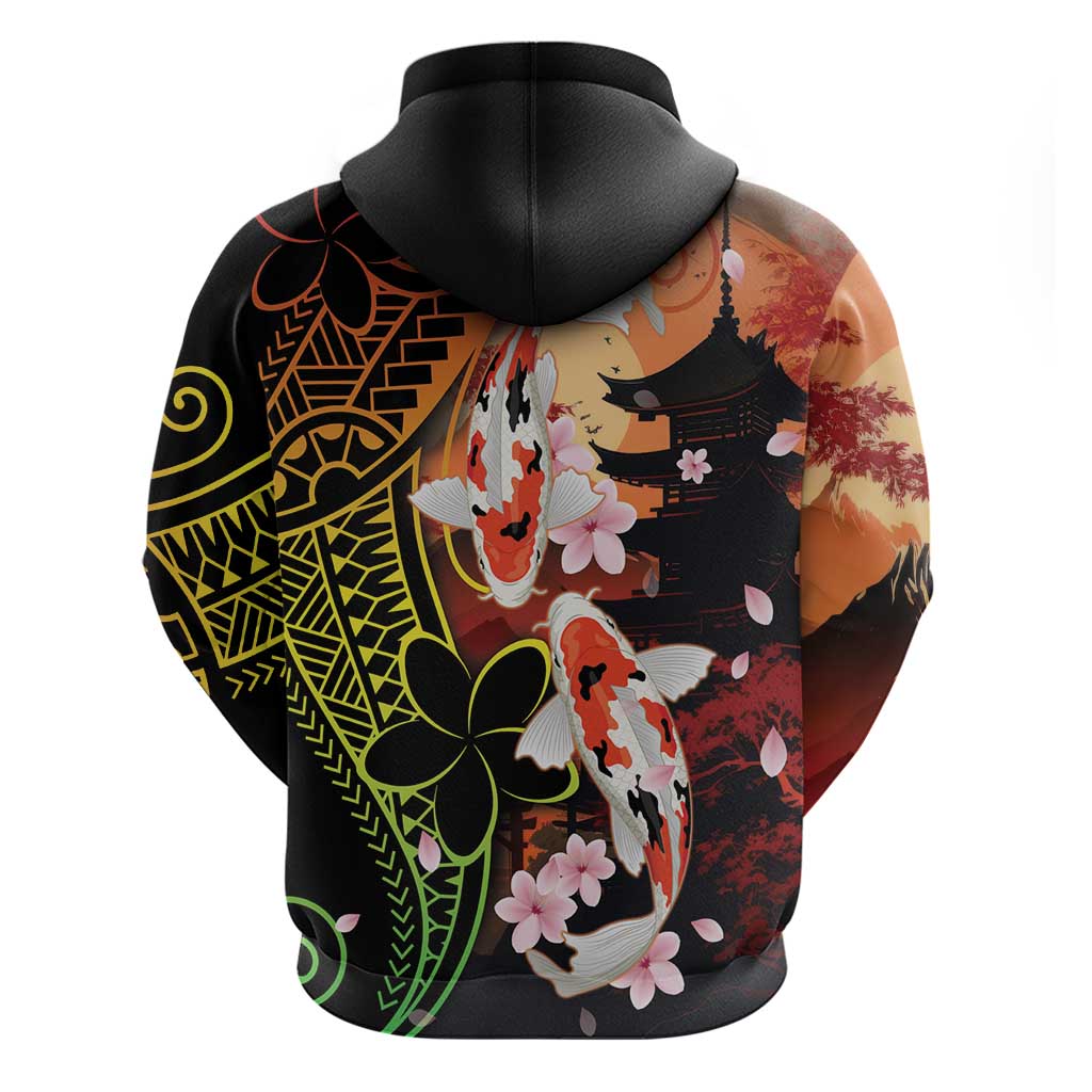 Hawaiian and Japanese Hoodie Koi Fish With Kanaka Polynesian Tattoo - Polynesian Pride