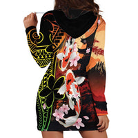 Hawaiian and Japanese Hoodie Dress Koi Fish With Kanaka Polynesian Tattoo - Polynesian Pride