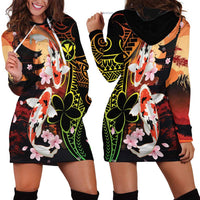 Hawaiian and Japanese Hoodie Dress Koi Fish With Kanaka Polynesian Tattoo - Polynesian Pride