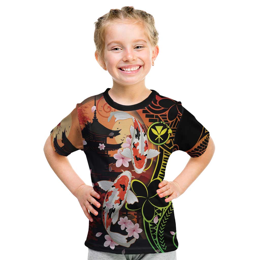 Hawaiian and Japanese Kid T Shirt Koi Fish With Kanaka Polynesian Tattoo - Polynesian Pride