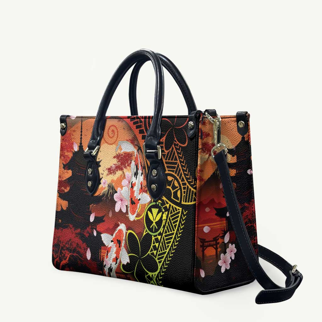Hawaiian and Japanese Leather Bag Koi Fish With Kanaka Polynesian Tattoo - Polynesian Pride