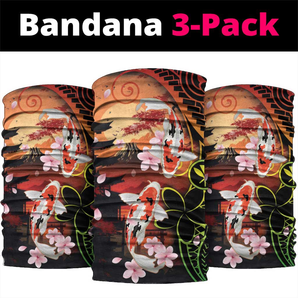 Hawaiian and Japanese Neck Gaiter Koi Fish With Kanaka Polynesian Tattoo - Polynesian Pride