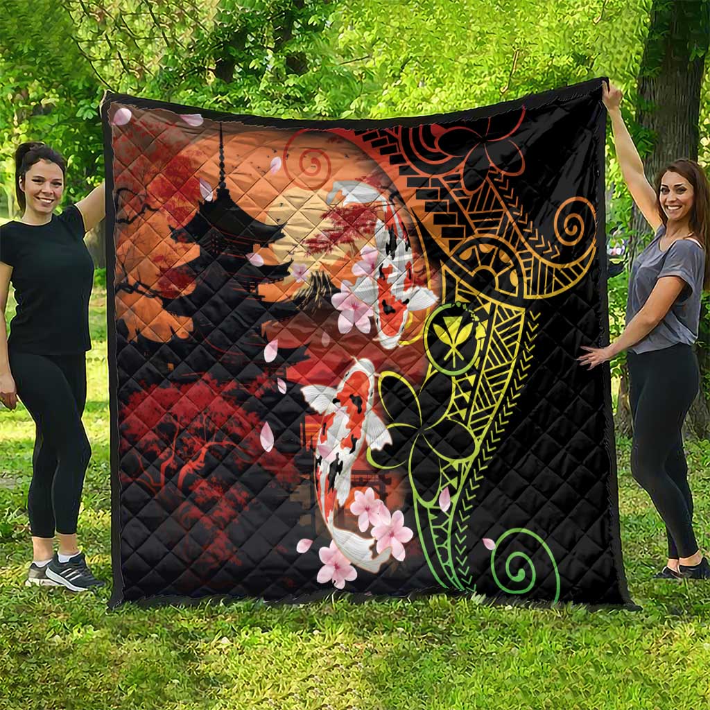 Hawaiian and Japanese Quilt Koi Fish With Kanaka Polynesian Tattoo - Polynesian Pride