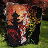 Hawaiian and Japanese Quilt Koi Fish With Kanaka Polynesian Tattoo - Polynesian Pride