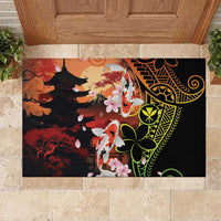 Hawaiian and Japanese Rubber Doormat Koi Fish With Kanaka Polynesian Tattoo - Polynesian Pride