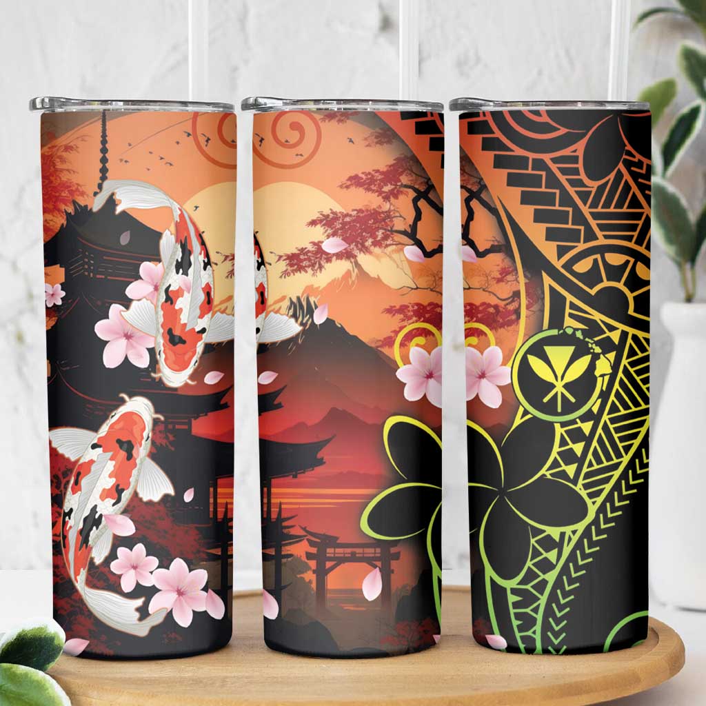 Hawaiian and Japanese Skinny Tumbler Koi Fish With Kanaka Polynesian Tattoo - Polynesian Pride