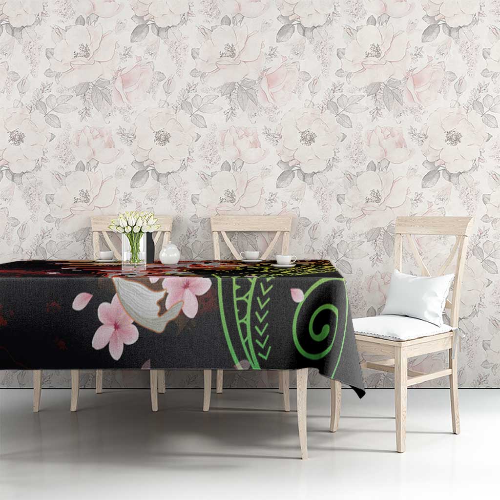 Hawaiian and Japanese Tablecloth Koi Fish With Kanaka Polynesian Tattoo - Polynesian Pride