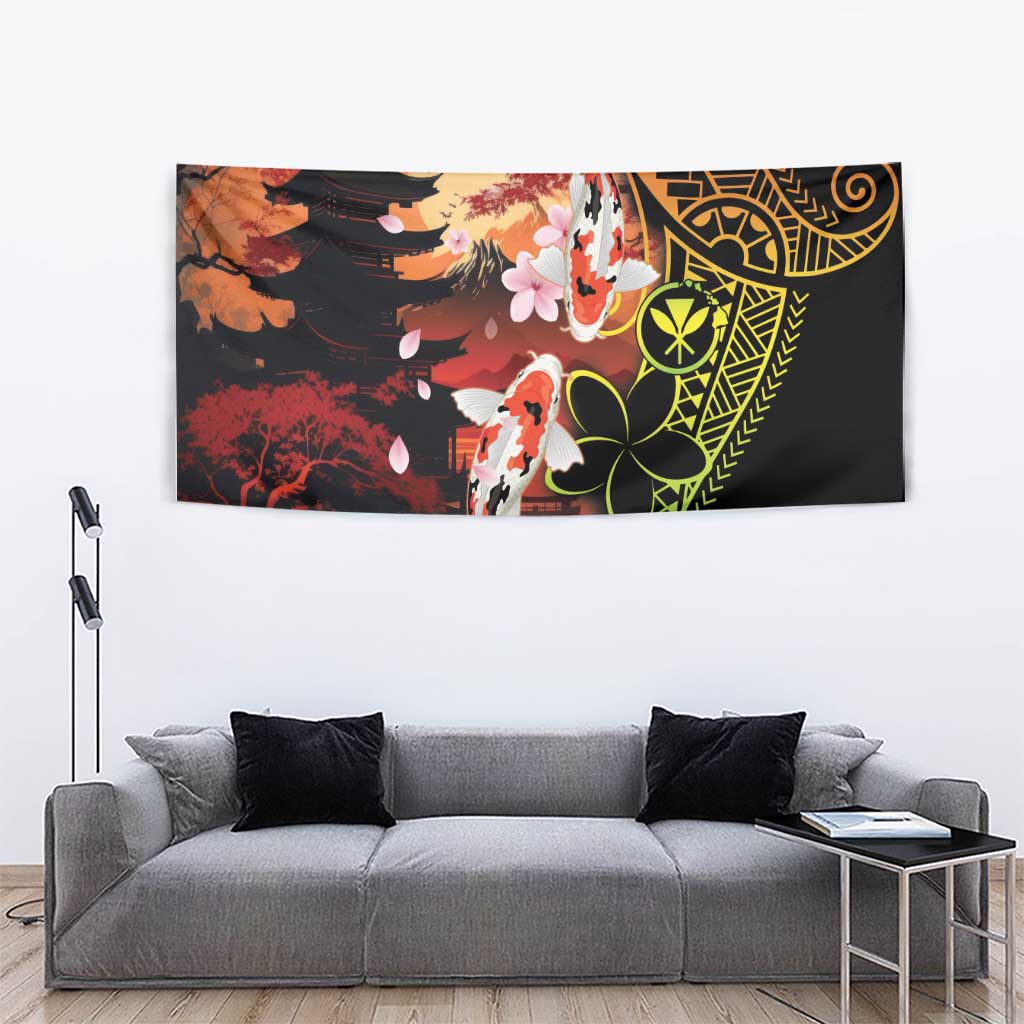 Hawaiian and Japanese Tapestry Koi Fish With Kanaka Polynesian Tattoo - Polynesian Pride