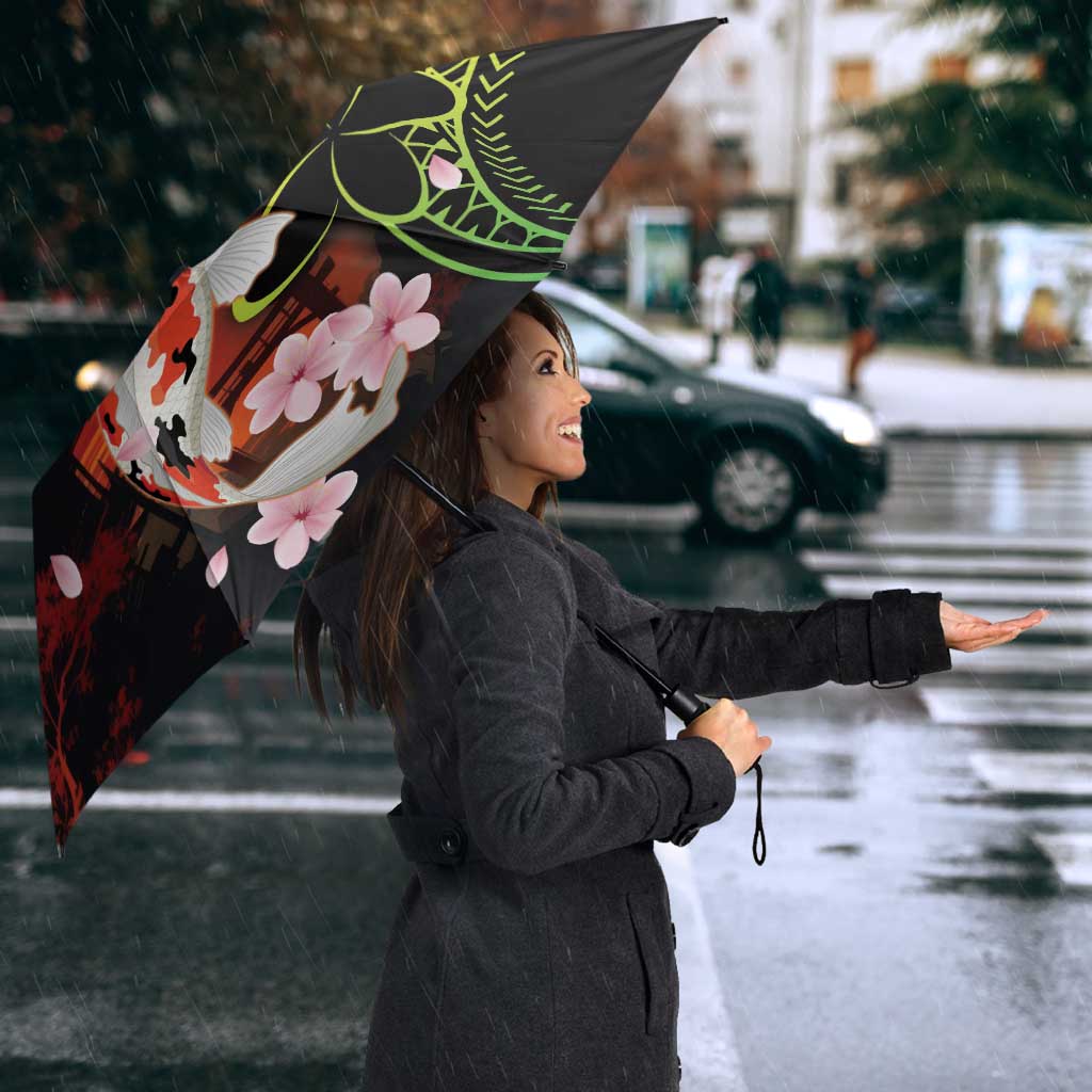 Hawaiian and Japanese Umbrella Koi Fish With Kanaka Polynesian Tattoo - Polynesian Pride