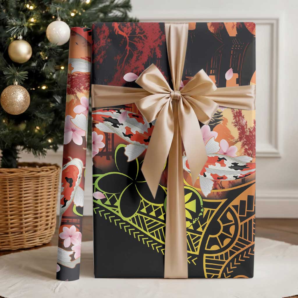 Hawaiian and Japanese Wrapping Paper Kanaka With Koi Fish Polynesian Tattoo - Polynesian Pride