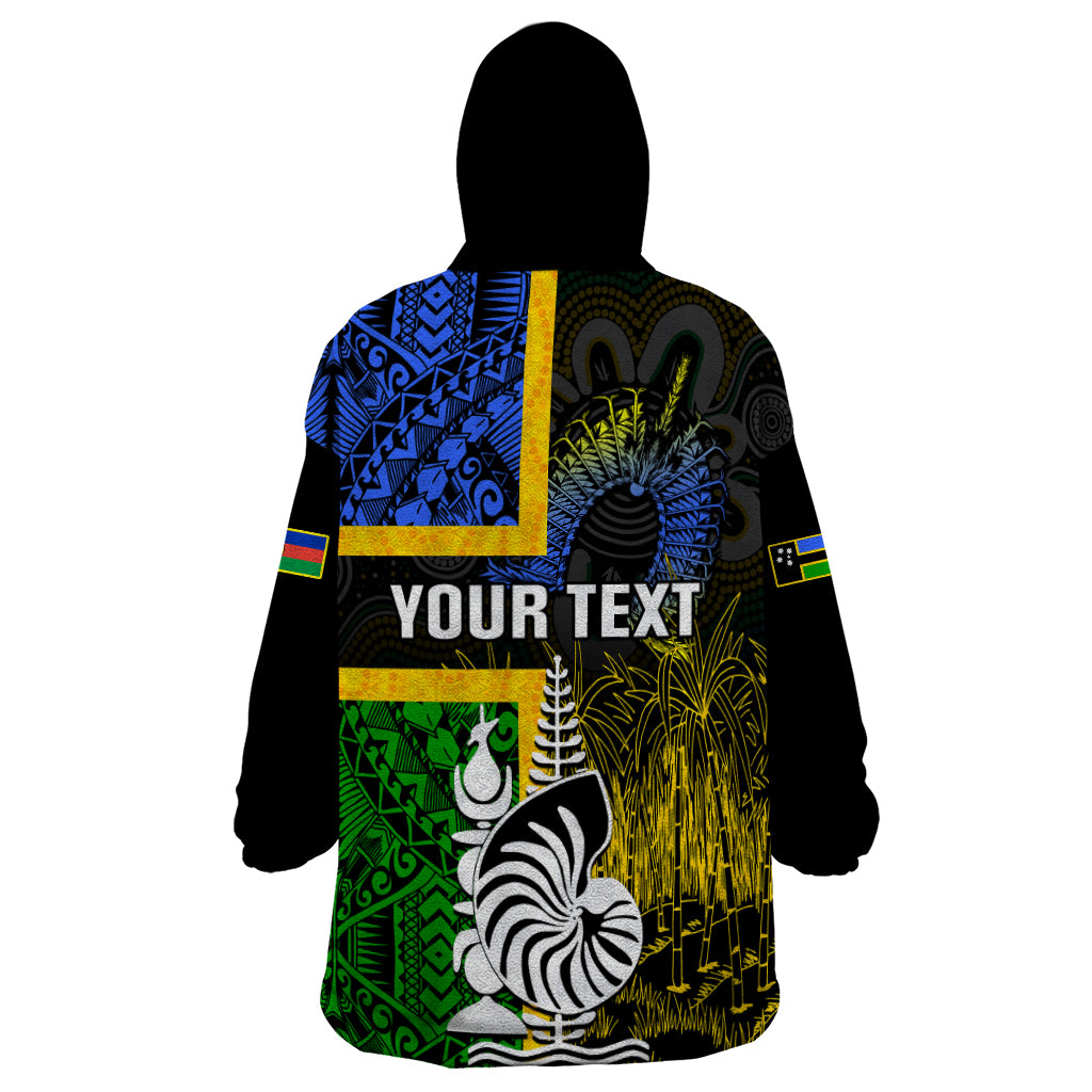 Personalised South Sea Islanders Wearable Blanket Hoodie Kanakas With New Caledonia Coat Of Arms LT14 - Polynesian Pride