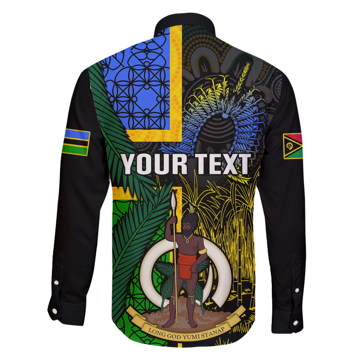 Personalised South Sea Islanders Family Matching Long Sleeve Bodycon Dress and Hawaiian Shirt Kanakas With Vanuatu Coat Of Arms LT14 - Polynesian Pride