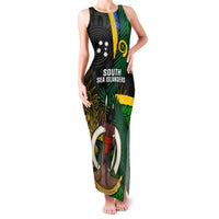 Personalised South Sea Islanders Family Matching Tank Maxi Dress and Hawaiian Shirt Kanakas With Vanuatu Coat Of Arms LT14 Mom's Dress Black - Polynesian Pride