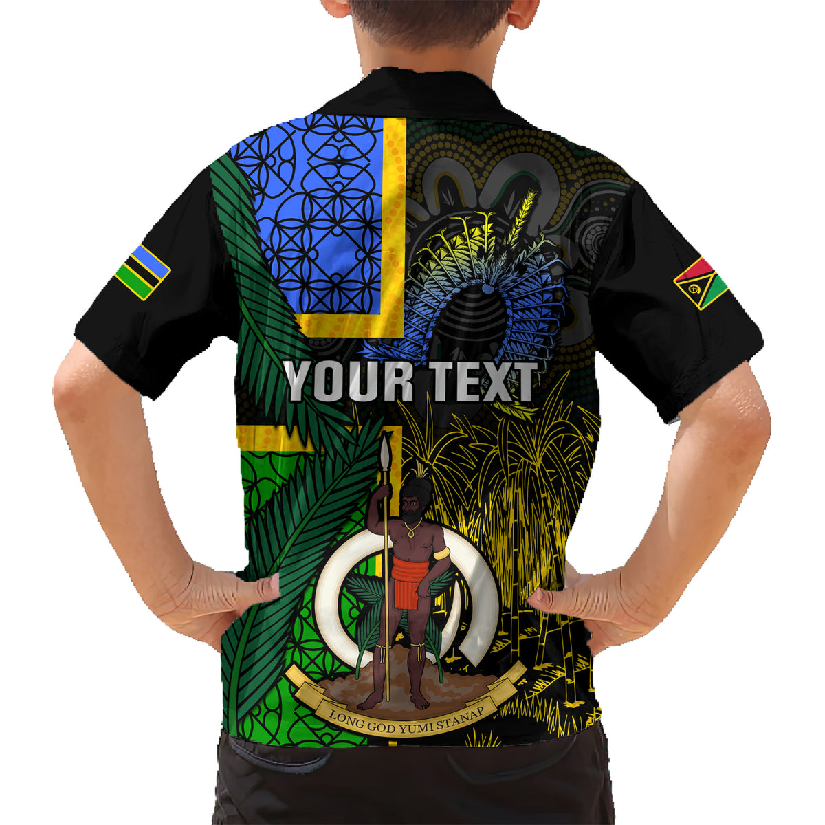 Personalised South Sea Islanders Kid Hawaiian Shirt Kanakas With Vanuatu Coat Of Arms LT14 - Polynesian Pride