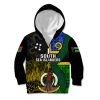 Personalised South Sea Islanders Kid Hoodie Kanakas With Vanuatu Coat Of Arms LT14 Zip Hoodie Black - Polynesian Pride