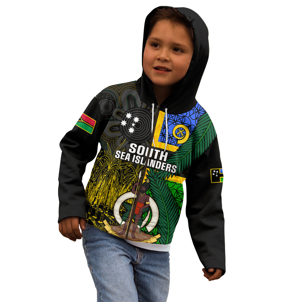 Personalised South Sea Islanders Kid Hoodie Kanakas With Vanuatu Coat Of Arms LT14 - Polynesian Pride