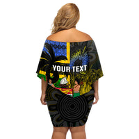 Personalised South Sea Islanders Family Matching Off Shoulder Short Dress and Hawaiian Shirt Kanakas With Fiji Coat Of Arms LT14 - Polynesian Pride