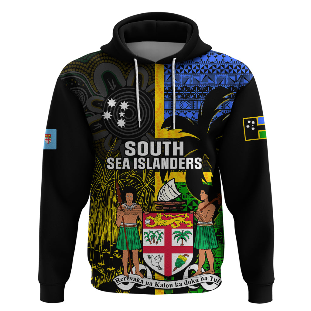 Personalised South Sea Islanders Hoodie Kanakas With Fiji Coat Of Arms LT14 Black - Polynesian Pride