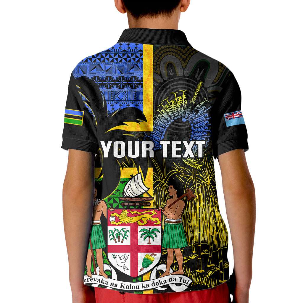 Personalised South Sea Islanders Kid Polo Shirt Kanakas With Fiji Coat Of Arms LT14 - Polynesian Pride
