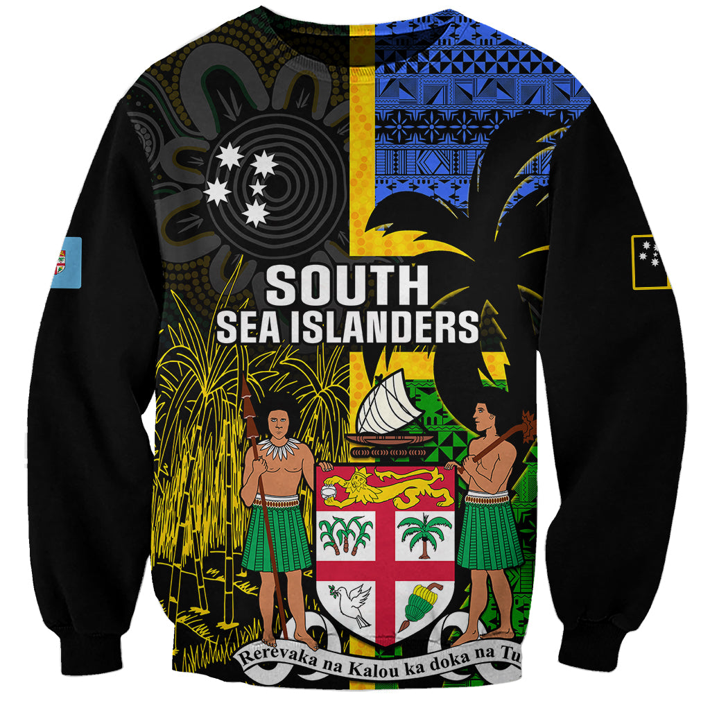 Personalised South Sea Islanders Sweatshirt Kanakas With Fiji Coat Of Arms LT14 Unisex Black - Polynesian Pride