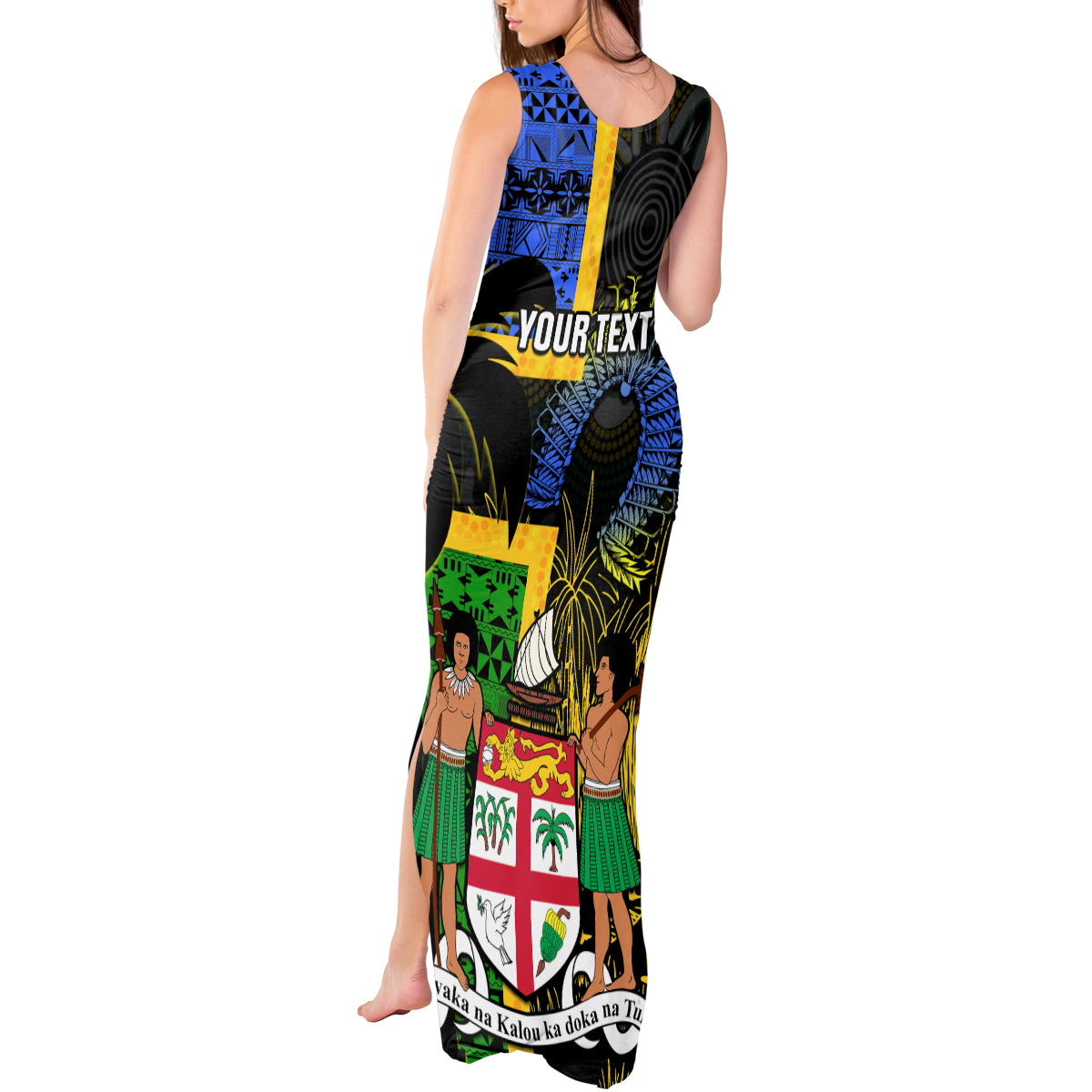 Personalised South Sea Islanders Tank Maxi Dress Kanakas With Fiji Coat Of Arms LT14 - Polynesian Pride