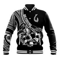 Personalised Polynesia Baseball Jacket Fish Hook Tattoo Go Fishing Polynesian Pattern Black LT14 Unisex Black - Polynesian Pride