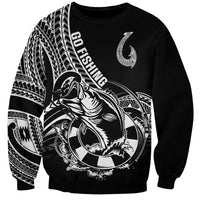 Personalised Polynesia Sweatshirt Fish Hook Tattoo Go Fishing Polynesian Pattern Black LT14 Unisex Black - Polynesian Pride