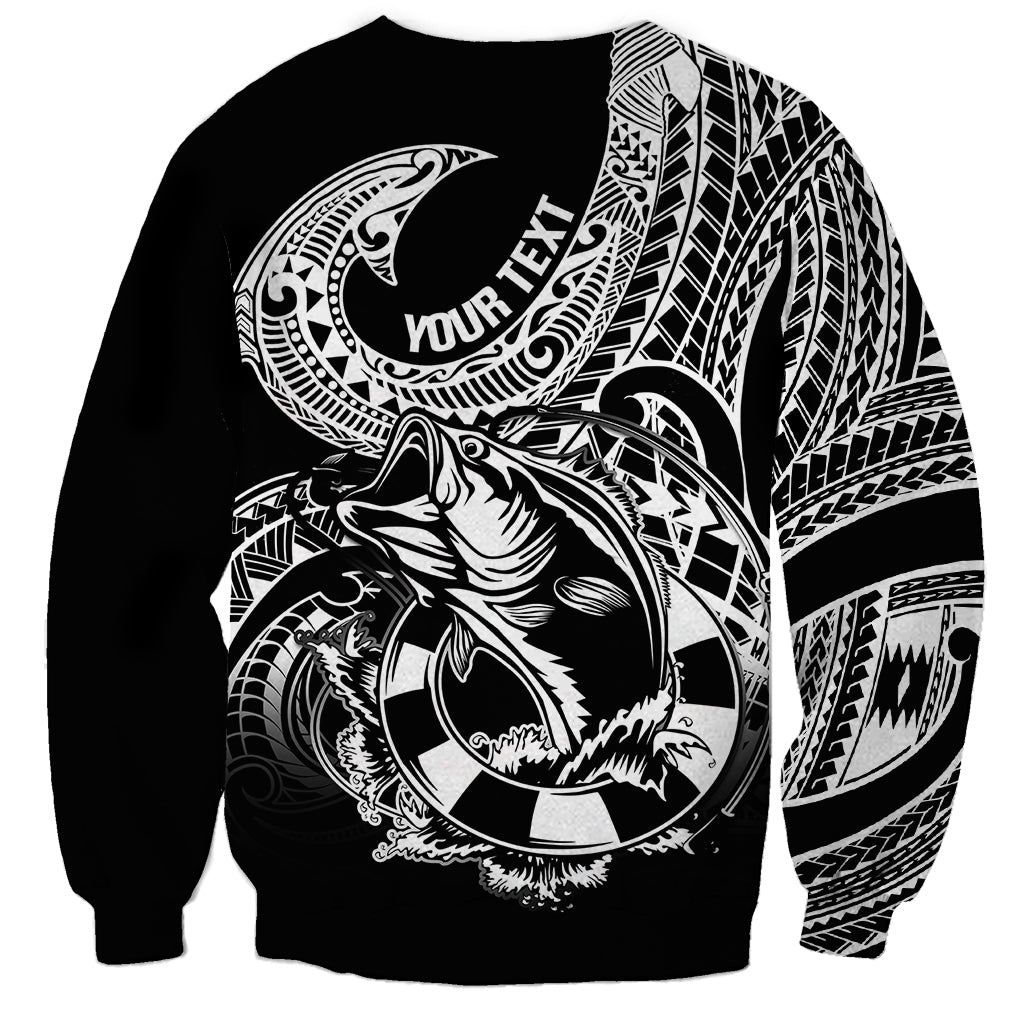 Personalised Polynesia Sweatshirt Fish Hook Tattoo Go Fishing Polynesian Pattern Black LT14 - Polynesian Pride