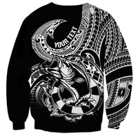 Personalised Polynesia Sweatshirt Fish Hook Tattoo Go Fishing Polynesian Pattern Black LT14 - Polynesian Pride