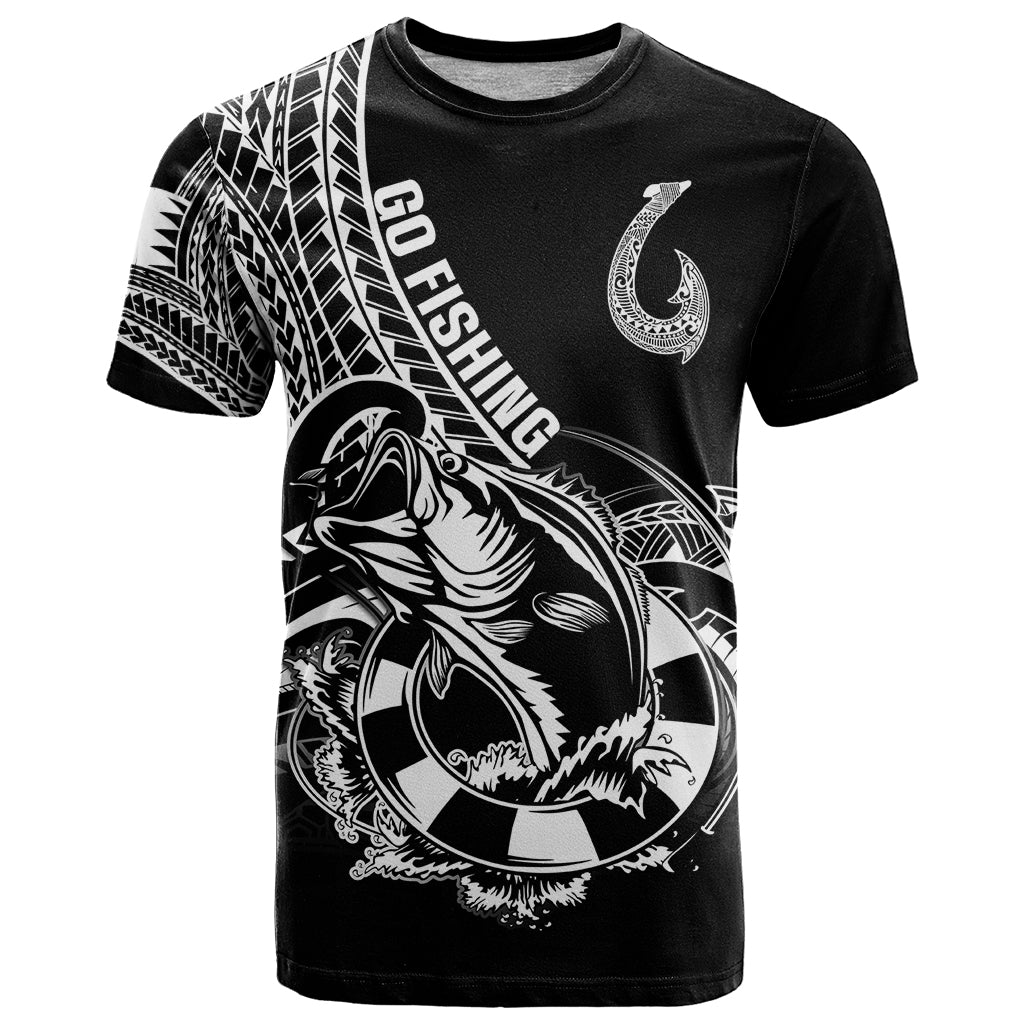 Personalised Polynesia T Shirt Fish Hook Tattoo Go Fishing Polynesian Pattern Black LT14 Black - Polynesian Pride