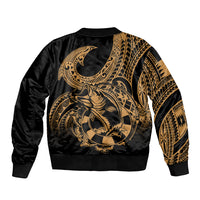 Polynesia Bomber Jacket Fish Hook Tattoo Go Fishing Polynesian Pattern Gold LT14 - Polynesian Pride