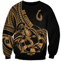 Polynesia Sweatshirt Fish Hook Tattoo Go Fishing Polynesian Pattern Gold LT14 Unisex Gold - Polynesian Pride