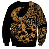 Polynesia Sweatshirt Fish Hook Tattoo Go Fishing Polynesian Pattern Gold LT14 - Polynesian Pride