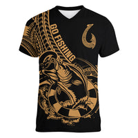 polynesia-women-v-neck-t-shirt-fish-hook-tattoo-go-fishing-polynesian-pattern-gold