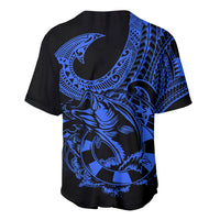 Polynesia Baseball Jersey Fish Hook Tattoo Go Fishing Polynesian Pattern Blue LT14 - Polynesian Pride