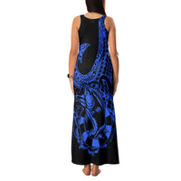 Polynesia Family Matching Tank Maxi Dress and Hawaiian Shirt Fish Hook Tattoo Go Fishing Polynesian Pattern Blue LT14 - Polynesian Pride