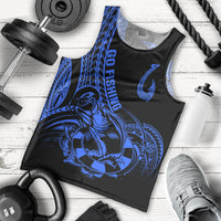 Polynesia Men Tank Top Fish Hook Tattoo Go Fishing Polynesian Pattern Blue LT14 Blue - Polynesian Pride