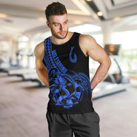 Polynesia Men Tank Top Fish Hook Tattoo Go Fishing Polynesian Pattern Blue LT14 - Polynesian Pride