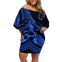 polynesia-off-shoulder-short-dress-fish-hook-tattoo-go-fishing-polynesian-pattern-blue