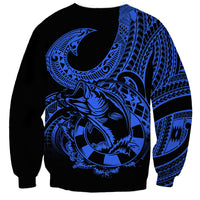 Polynesia Sweatshirt Fish Hook Tattoo Go Fishing Polynesian Pattern Blue LT14 - Polynesian Pride