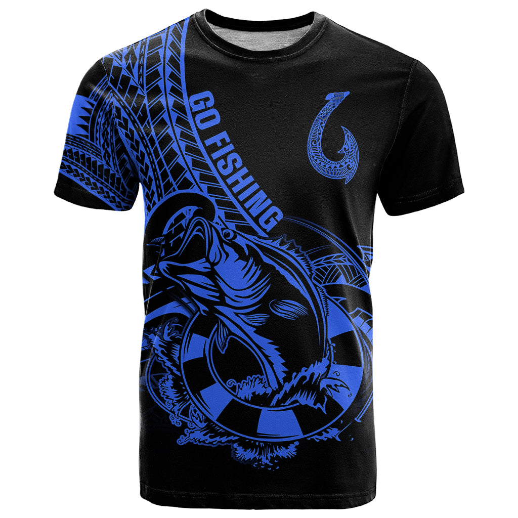 Polynesia T Shirt Fish Hook Tattoo Go Fishing Polynesian Pattern Blue LT14 Blue - Polynesian Pride