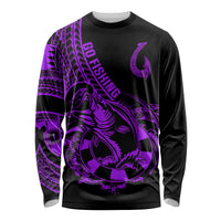 Polynesia Long Sleeve Shirt Fish Hook Tattoo Go Fishing Polynesian Pattern Purple LT14 Unisex Purple - Polynesian Pride