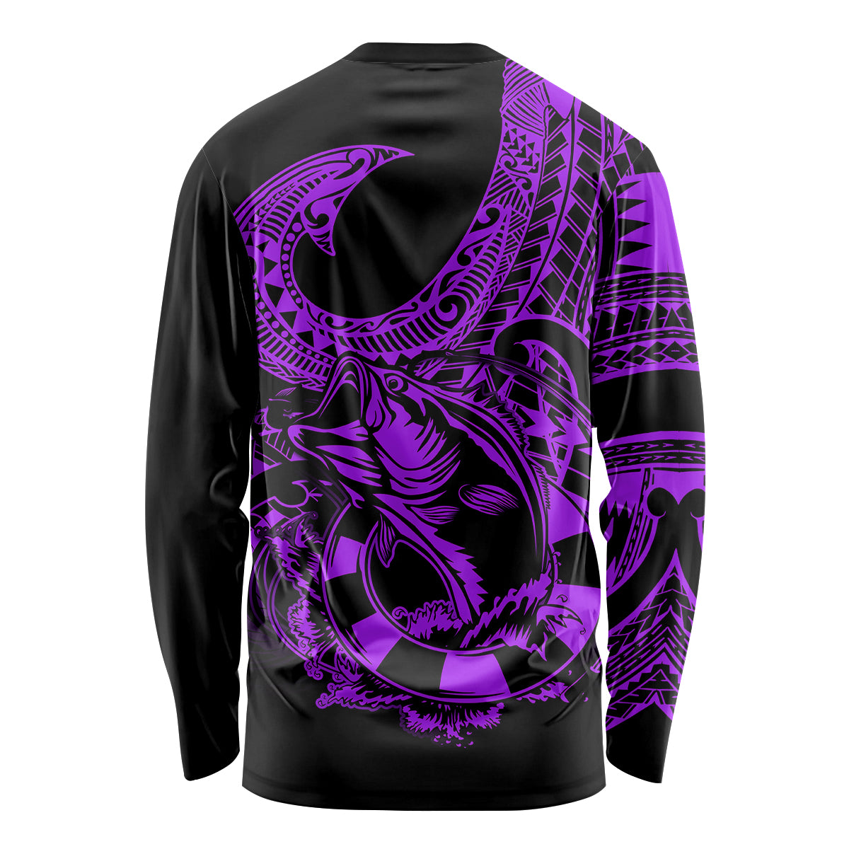 Polynesia Long Sleeve Shirt Fish Hook Tattoo Go Fishing Polynesian Pattern Purple LT14 - Polynesian Pride