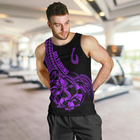 Polynesia Men Tank Top Fish Hook Tattoo Go Fishing Polynesian Pattern Purple LT14 - Polynesian Pride