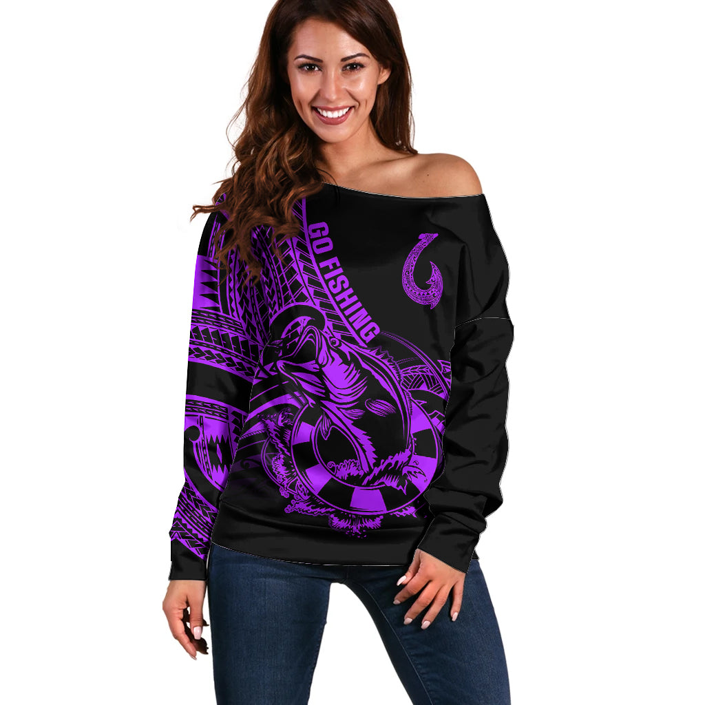 polynesia-off-shoulder-sweater-fish-hook-tattoo-go-fishing-polynesian-pattern-purple