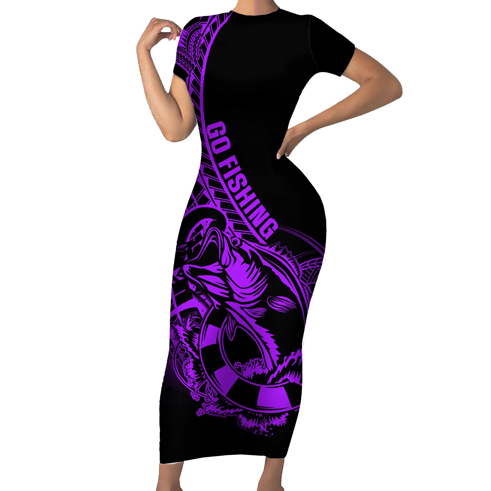 polynesia-short-sleeve-bodycon-dress-fish-hook-tattoo-go-fishing-polynesian-pattern-purple