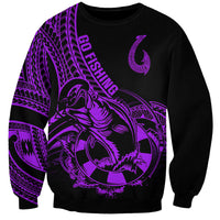 Polynesia Sweatshirt Fish Hook Tattoo Go Fishing Polynesian Pattern Purple LT14 Unisex Purple - Polynesian Pride