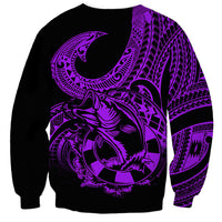 Polynesia Sweatshirt Fish Hook Tattoo Go Fishing Polynesian Pattern Purple LT14 - Polynesian Pride