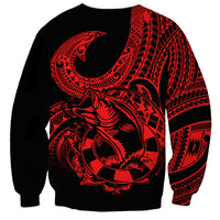 Polynesia Sweatshirt Fish Hook Tattoo Go Fishing Polynesian Pattern Red LT14 - Polynesian Pride